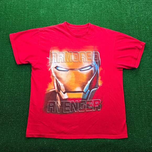 Marvel Iron Man Tshirt Mens XL Red Short Sleeve Armored Avenger Superhero - Picture 1 of 6
